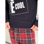 Фото  піжама чоловіча тепла just be cool (штани+лонгслів) прінт, клітина червоно-синя
