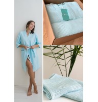 Жіночий Подарунковий набір Мозаїка ментол (халат+рушник)