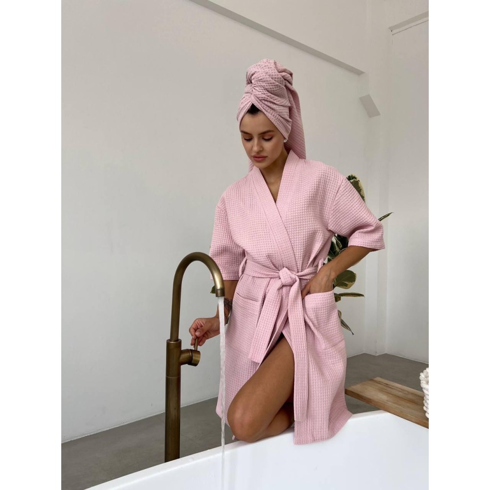 Зображення  жіночий подарунковий набір barbie рожевий (халат+рушник)