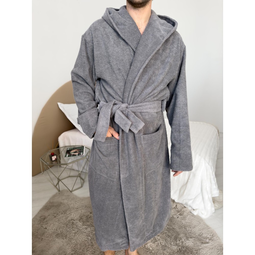 Фото  чоловічий халат з капюшоном cosy махровий fortune