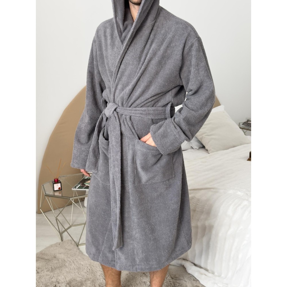 Фото  чоловічий халат з капюшоном cosy махровий fortune