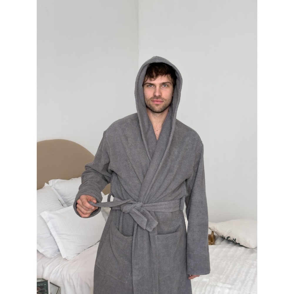 Фото  чоловічий халат з капюшоном cosy махровий fortune