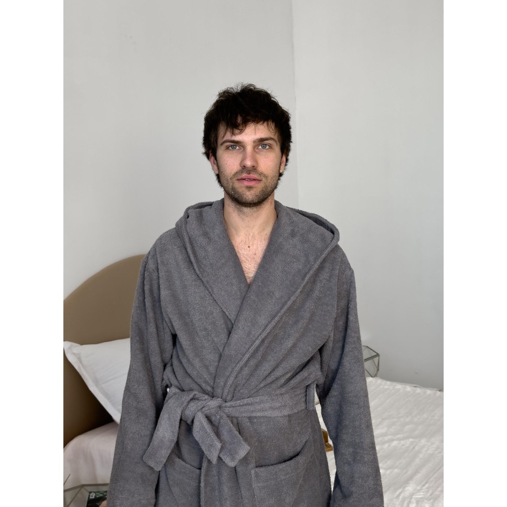 Фото  чоловічий халат з капюшоном cosy махровий fortune