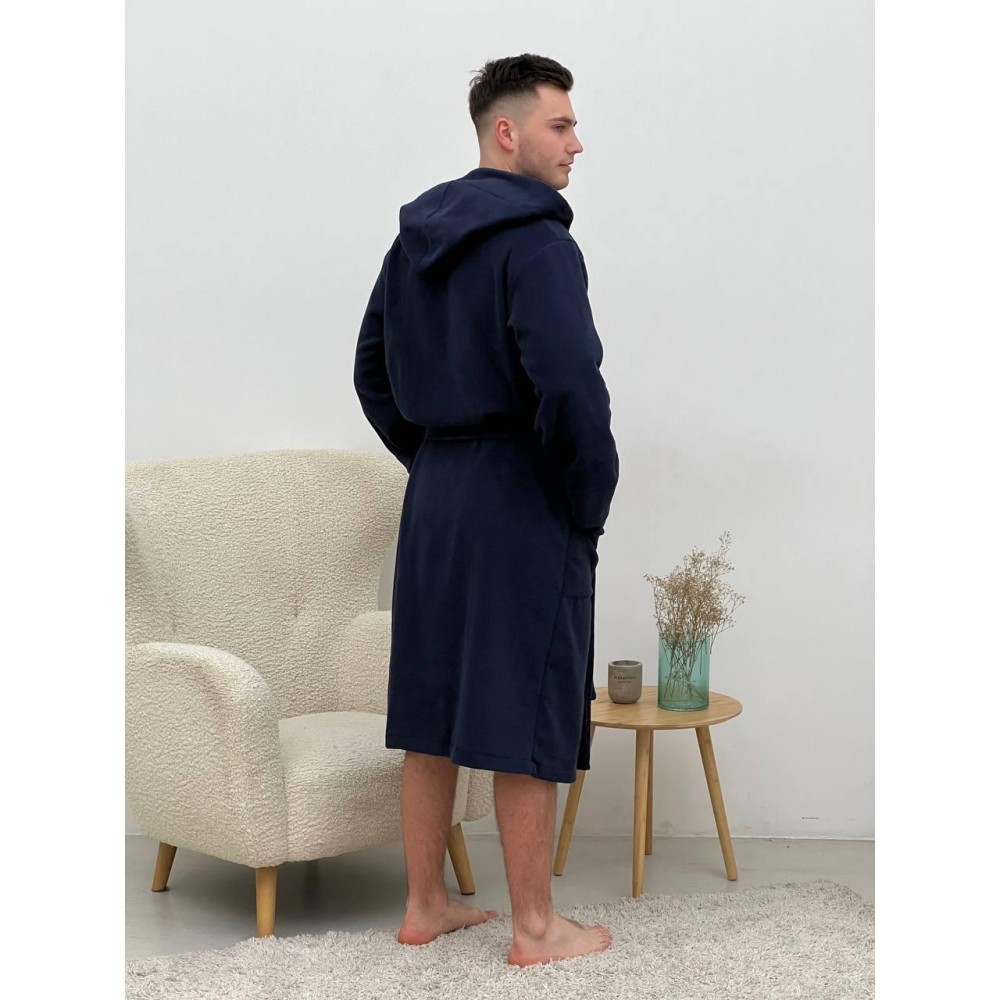 Зображення  чоловічий флісовий халат з капюшоном темно