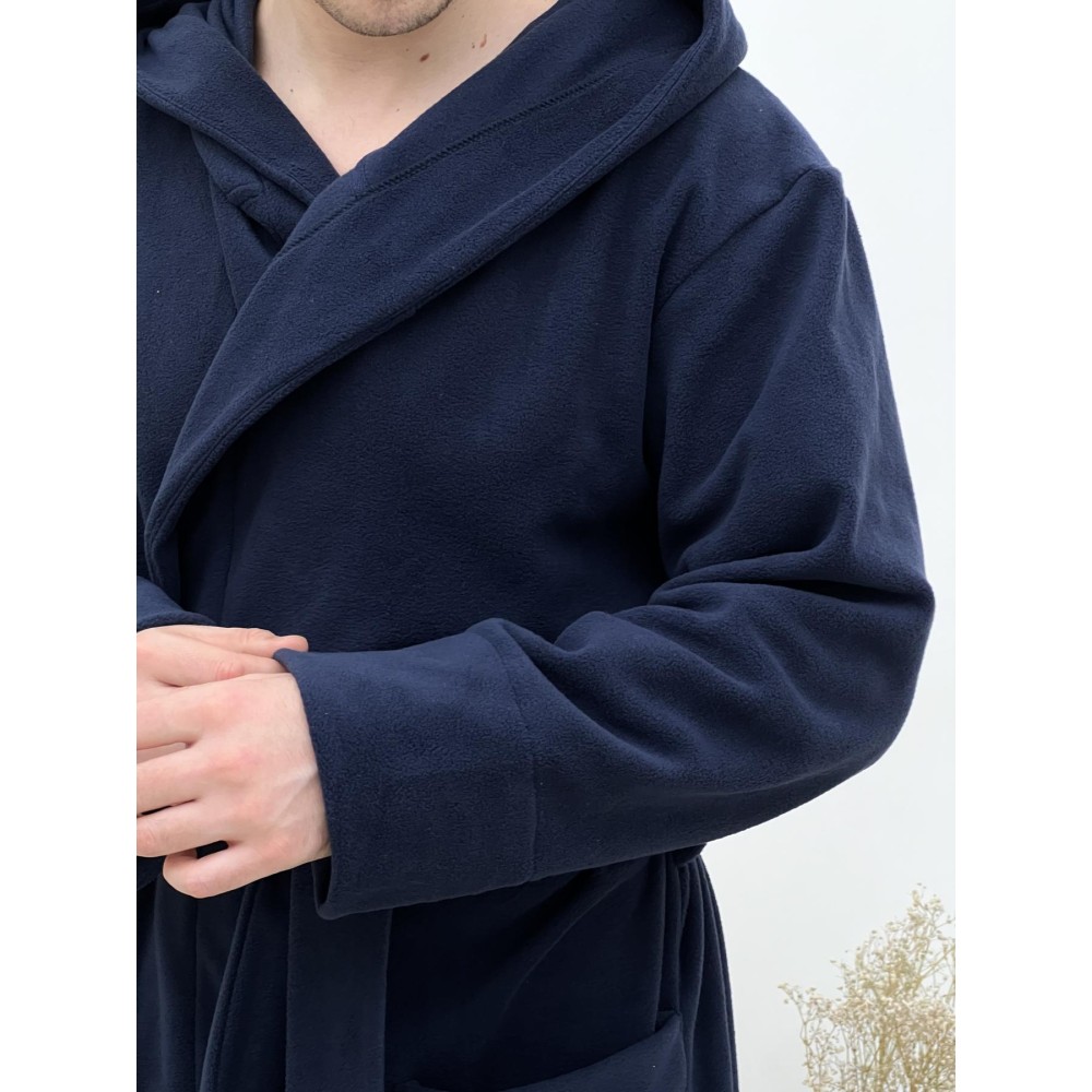 Зображення  чоловічий флісовий халат з капюшоном темно