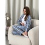 Фото  домашня жіноча піжама cosy у клітинку блакитна (сорочка+штани+футболка)