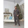 Фото  піжама чоловіча cosy з фланелі (штани+сорочка) клітина синьо-коричнева