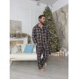 Зображення  піжамний комплект cosy з фланелі (штани+сорочка) клітина синьо-коричнева
