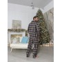 Зображення  піжамний комплект cosy з фланелі (штани+сорочка) клітина синьо-коричнева