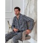 Зображення  піжама чоловіча cosy з фланелі (штани+сорочка) клітина сіро-чорна