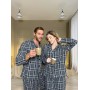 Зображення  піжама чоловіча cosy з фланелі (штани+сорочка) клітина сіро-чорна