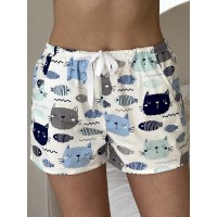 Жіночі Піжамні шорти з сатину COSY коти/рибки