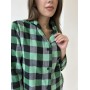 Зображення  домашня жіноча піжама cosy у клітинку зелено/чорна (сорочка+штани)
