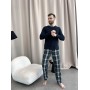 Фото  чоловічі піжамні штани cosy в клітину синьо-зелені