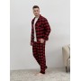 Фото  піжама чоловіча cosy з фланелі (штани+сорочка+футболка) клітина червоно/чорна