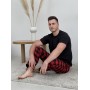 Фото  домашня піжама для чоловіків cosy із фланелі (штани+футболка чорна) червоно/чорні