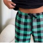 Зображення  домашня піжама для чоловіків cosy із фланелі (штани+лонгслів) зелено/чорний