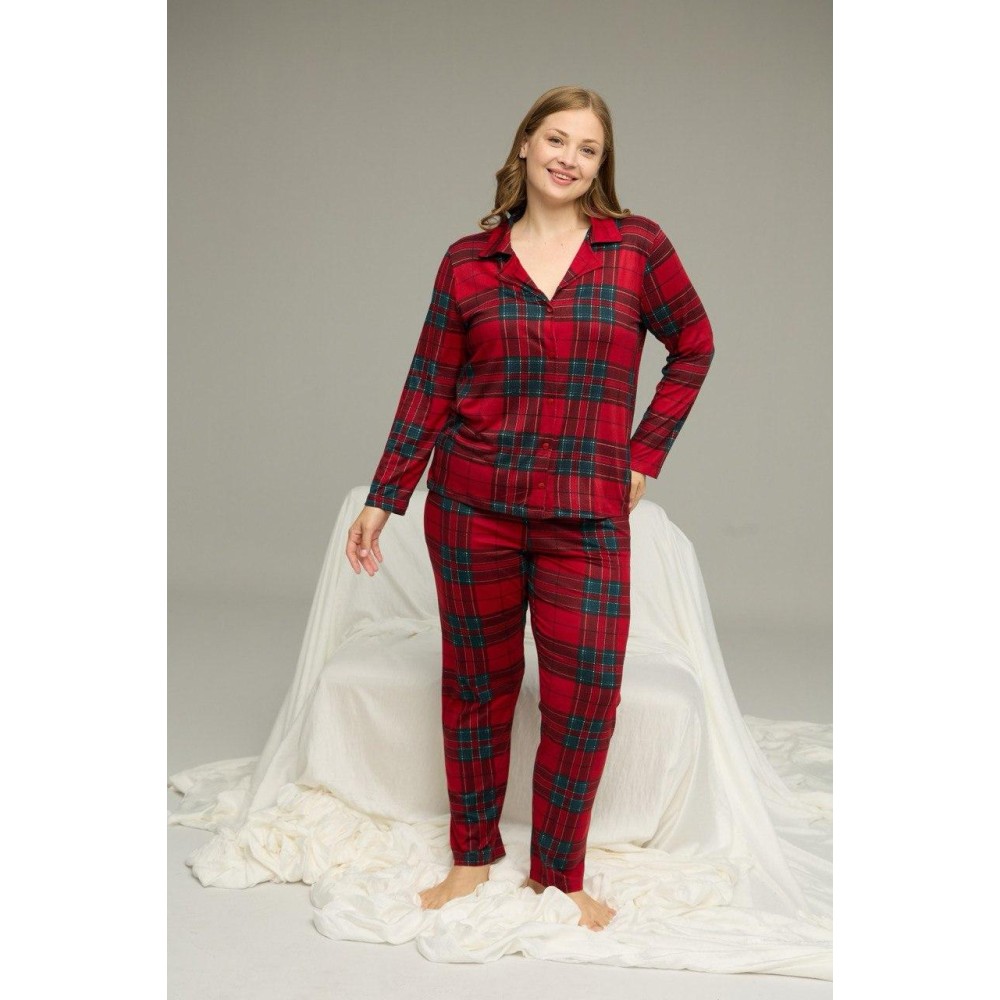 Фото  піжама жіноча трикотажна , червона клітинка (big size) Фото  піжама жіноча трикотажна , червона клітинка (big size)