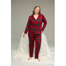 Піжама жіноча трикотажна , червона клітинка (big size)