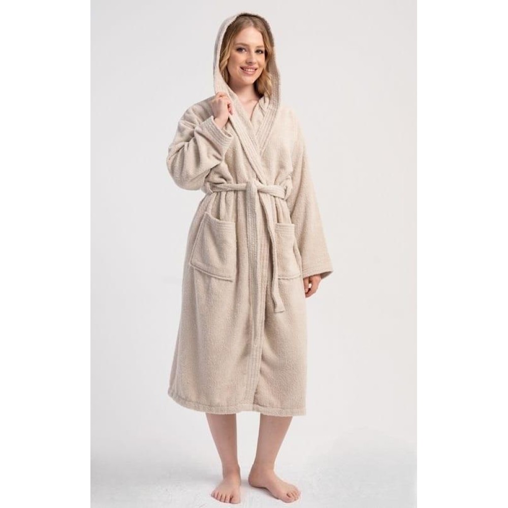 Зображення  халат жіночий махровий з капюшоном Зображення  халат жіночий махровий з капюшоном