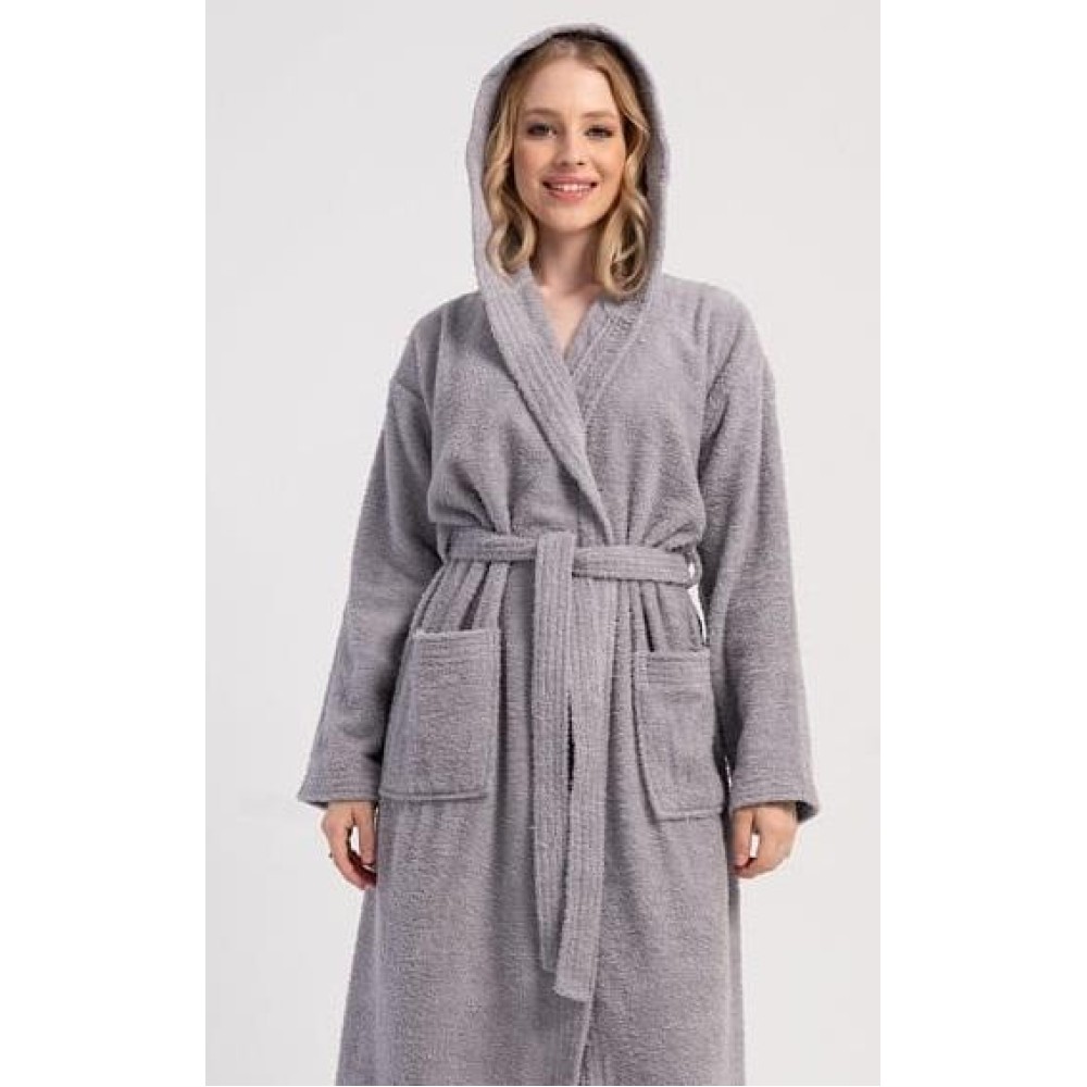 Зображення  халат жіночий махровий з капюшоном Зображення  халат жіночий махровий з капюшоном