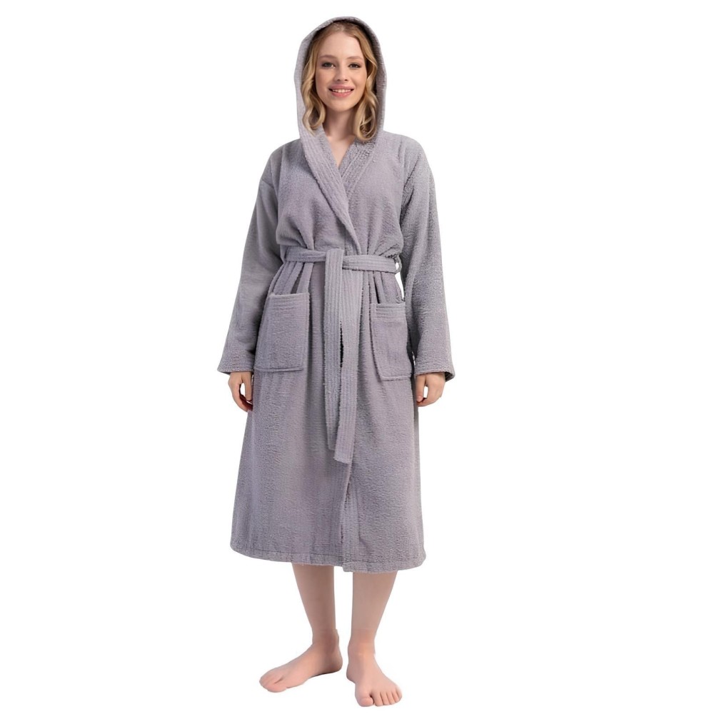 Зображення  халат жіночий махровий з капюшоном Зображення  халат жіночий махровий з капюшоном