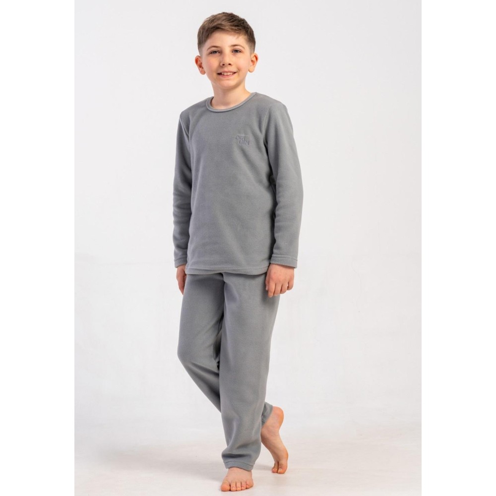 Зображення  піжама дитяча тепла з флісу полар, сіра