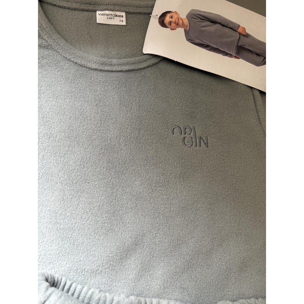 Зображення  піжама дитяча тепла з флісу полар, сіра