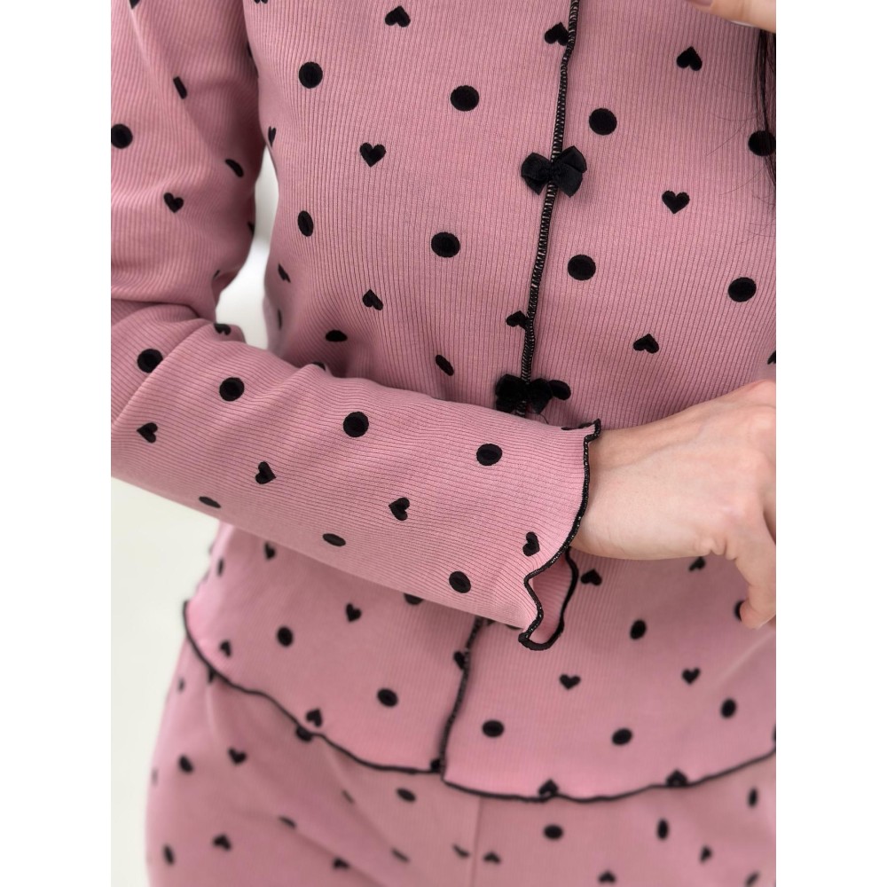 Фото  піжама жіноча трикотажна romance, темна пудра (big size)