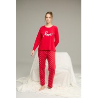 Піжама жіноча трикотажна Love, червона