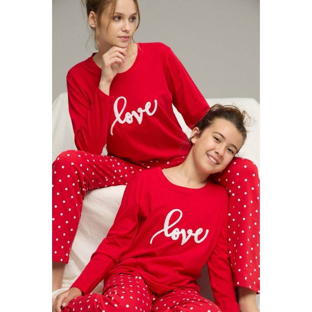 Фото  піжама жіноча трикотажна love, червона Фото  піжама жіноча трикотажна love, червона