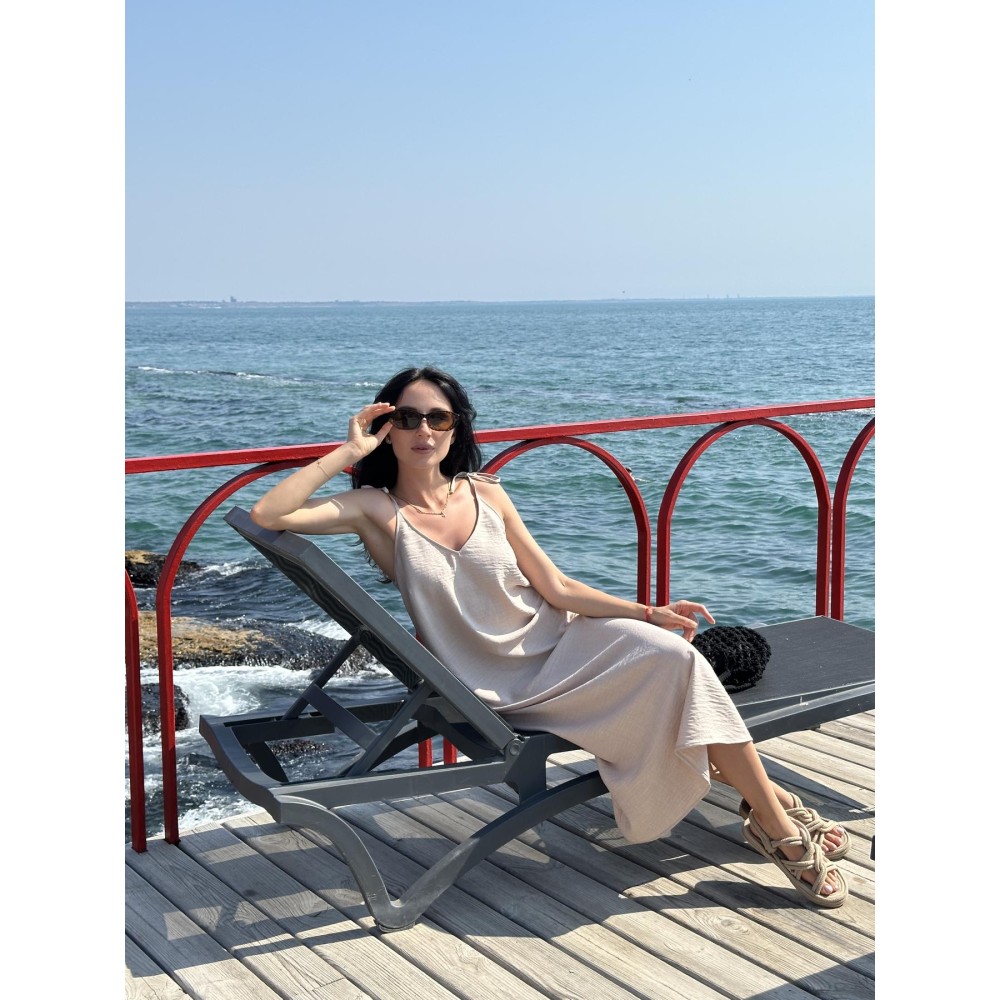 Зображення  сарафан andy пісочного кольору на зав’язках довгий