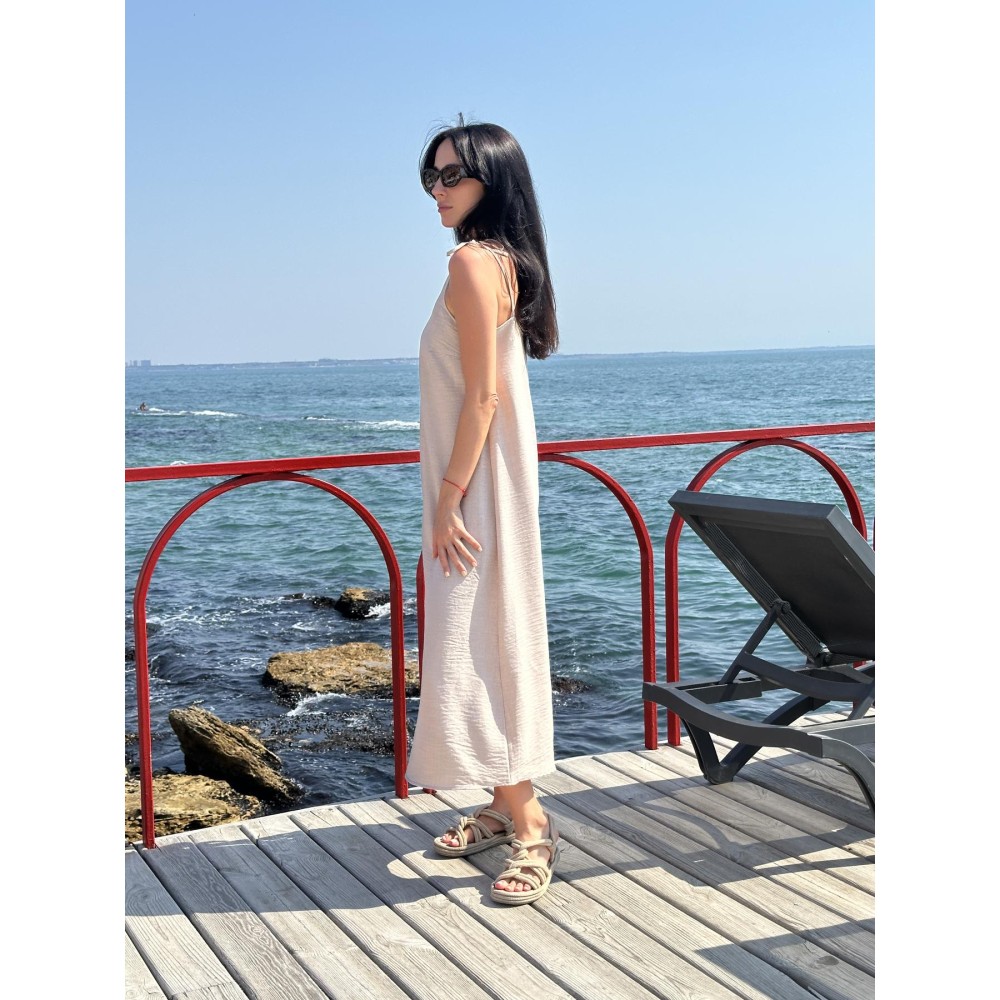 Зображення  сарафан andy пісочного кольору на зав’язках довгий