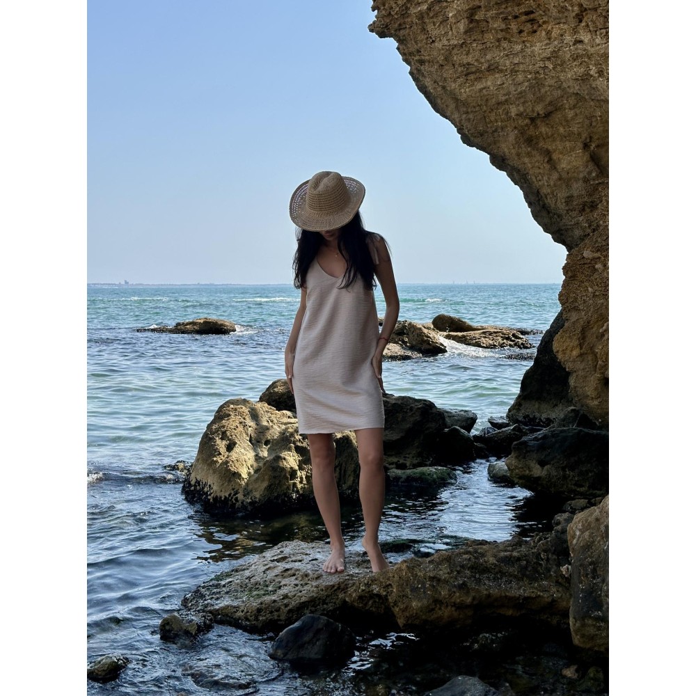 Фото  сарафан andy пісочного кольору на зав’язках короткий