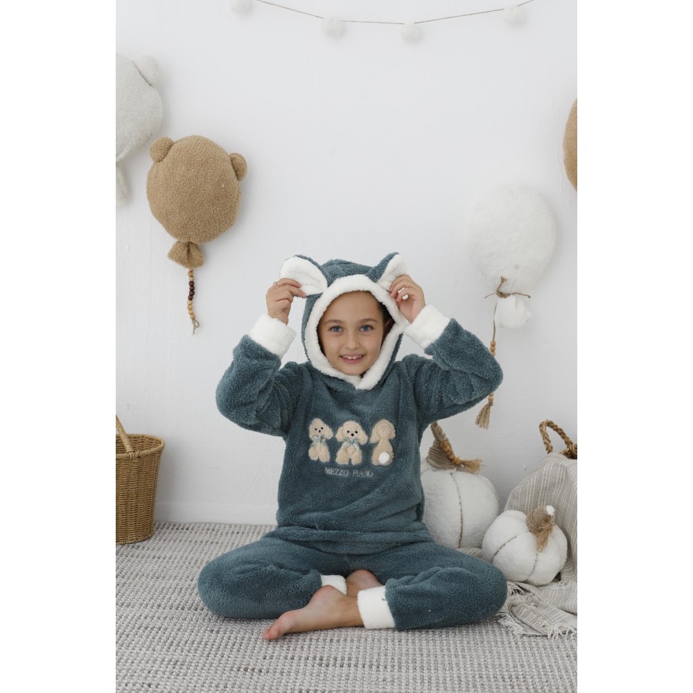 Зображення  піжама тепла дитяча з велсофту, песики