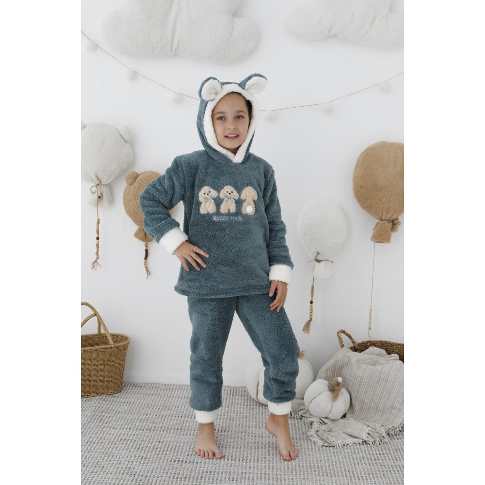 Зображення  піжама тепла дитяча з велсофту, песики