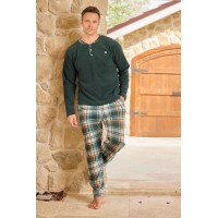 Чоловіча тепла піжама з флісу полар зелена