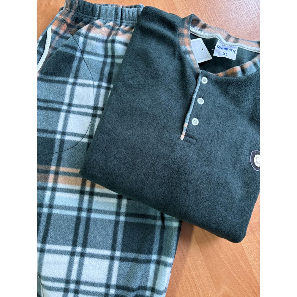 Фото  чоловіча тепла піжама з флісу полар зелена