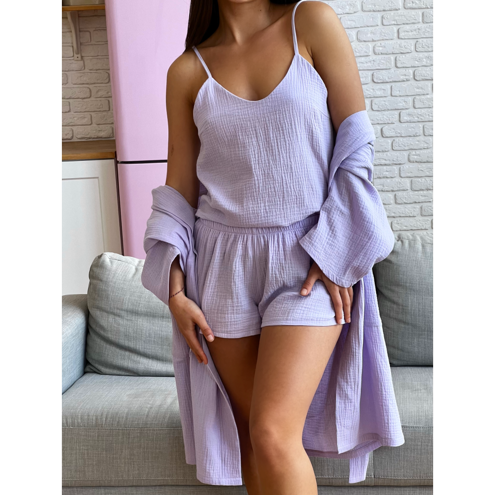 Зображення  жіночий подарунковий набір lavanda халат+піжама Зображення  жіночий подарунковий набір lavanda халат+піжама