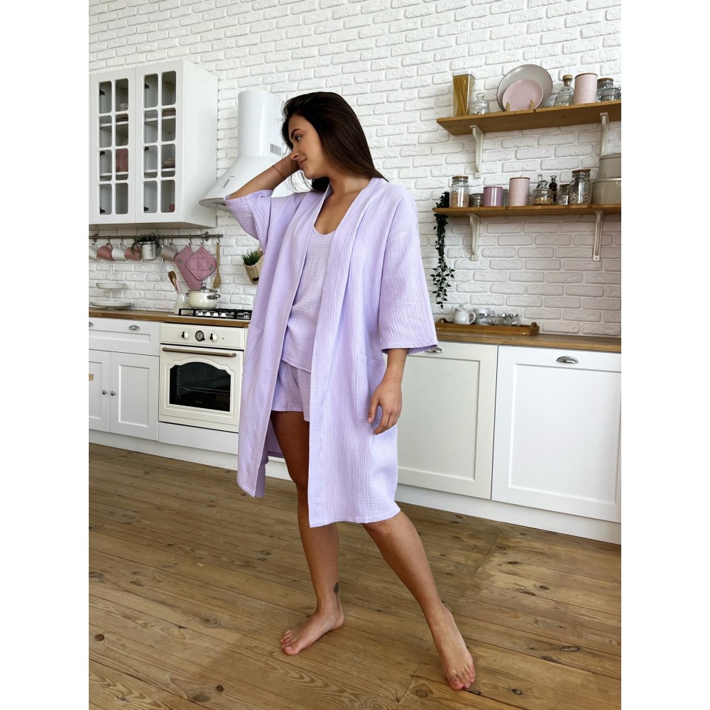 Зображення  жіночий подарунковий набір lavanda халат+піжама Зображення  жіночий подарунковий набір lavanda халат+піжама
