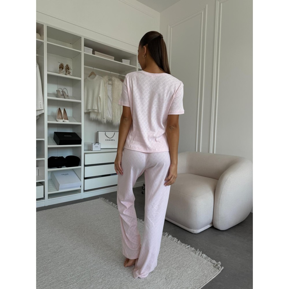Зображення  жіночий піжамний комплект штани та футболка rose amour, блідо-