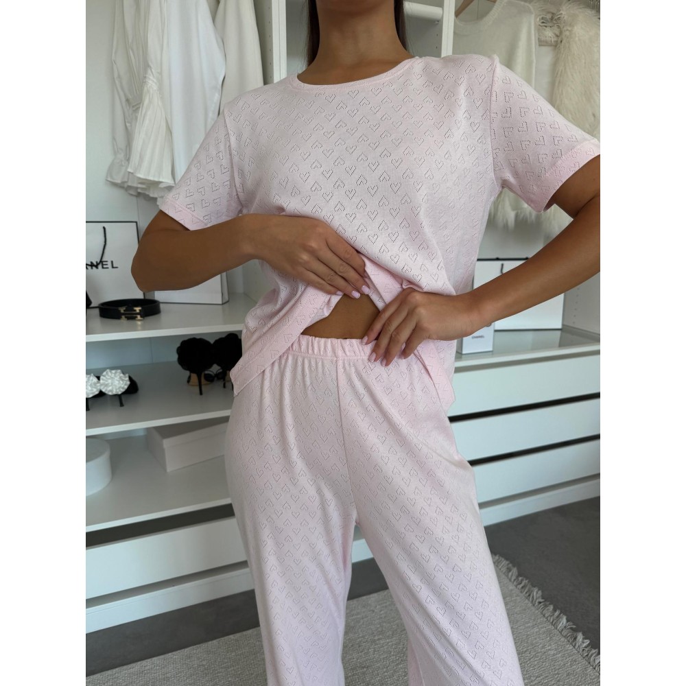 Зображення  жіночий піжамний комплект штани та футболка rose amour, блідо-