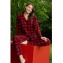 Фото  жіноча тепла піжама з мікробайки в клітину червоно-чорна Фото  жіноча тепла піжама з мікробайки в клітину червоно-чорна