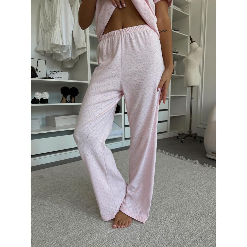 Фото  жіночий піжамний комплект штани та лонгслів rose amour, блідо-