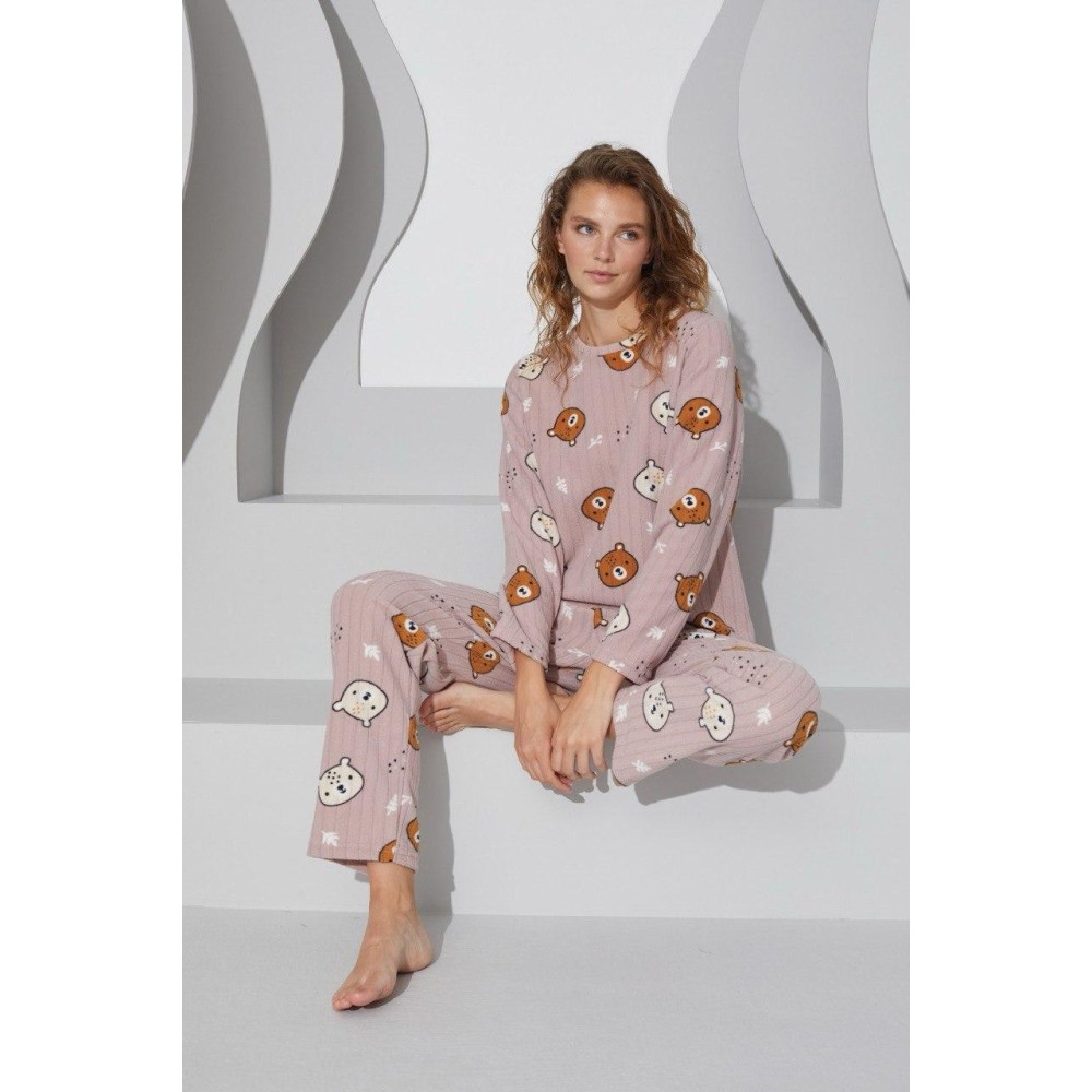 Фото  жіноча тепла піжама з флісу полар ведмедики Фото  жіноча тепла піжама з флісу полар ведмедики