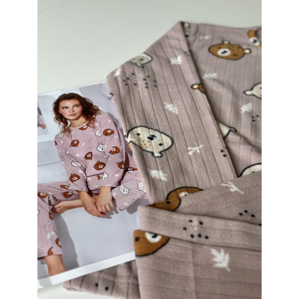 Фото  жіноча тепла піжама з флісу полар ведмедики Фото  жіноча тепла піжама з флісу полар ведмедики