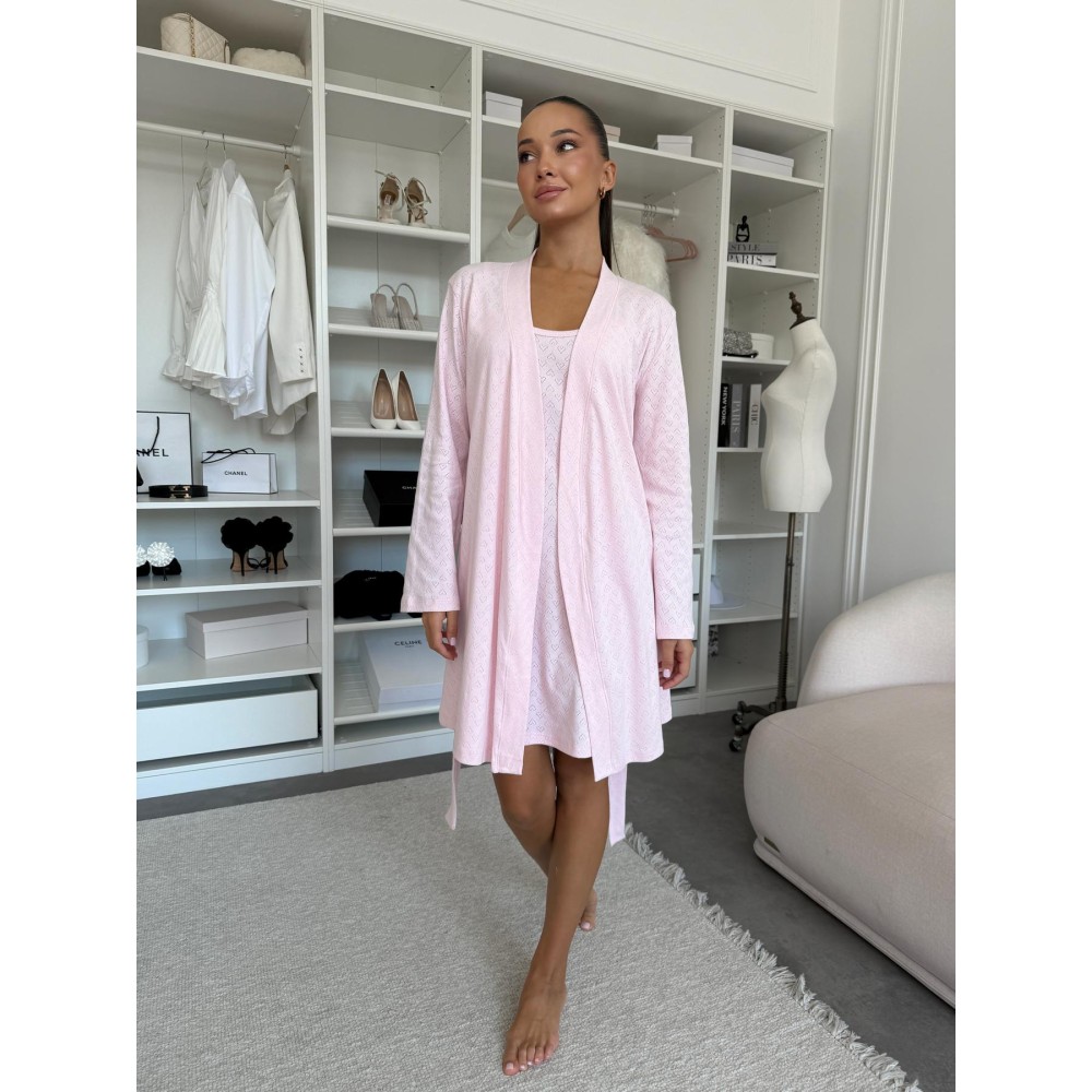 Зображення  жіночий комплект халат та сорочка rose amour, блідо-