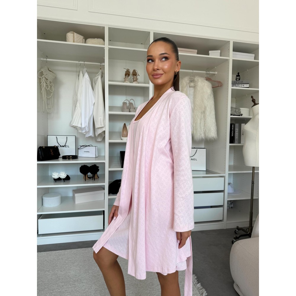 Зображення  жіночий комплект халат та сорочка rose amour, блідо-