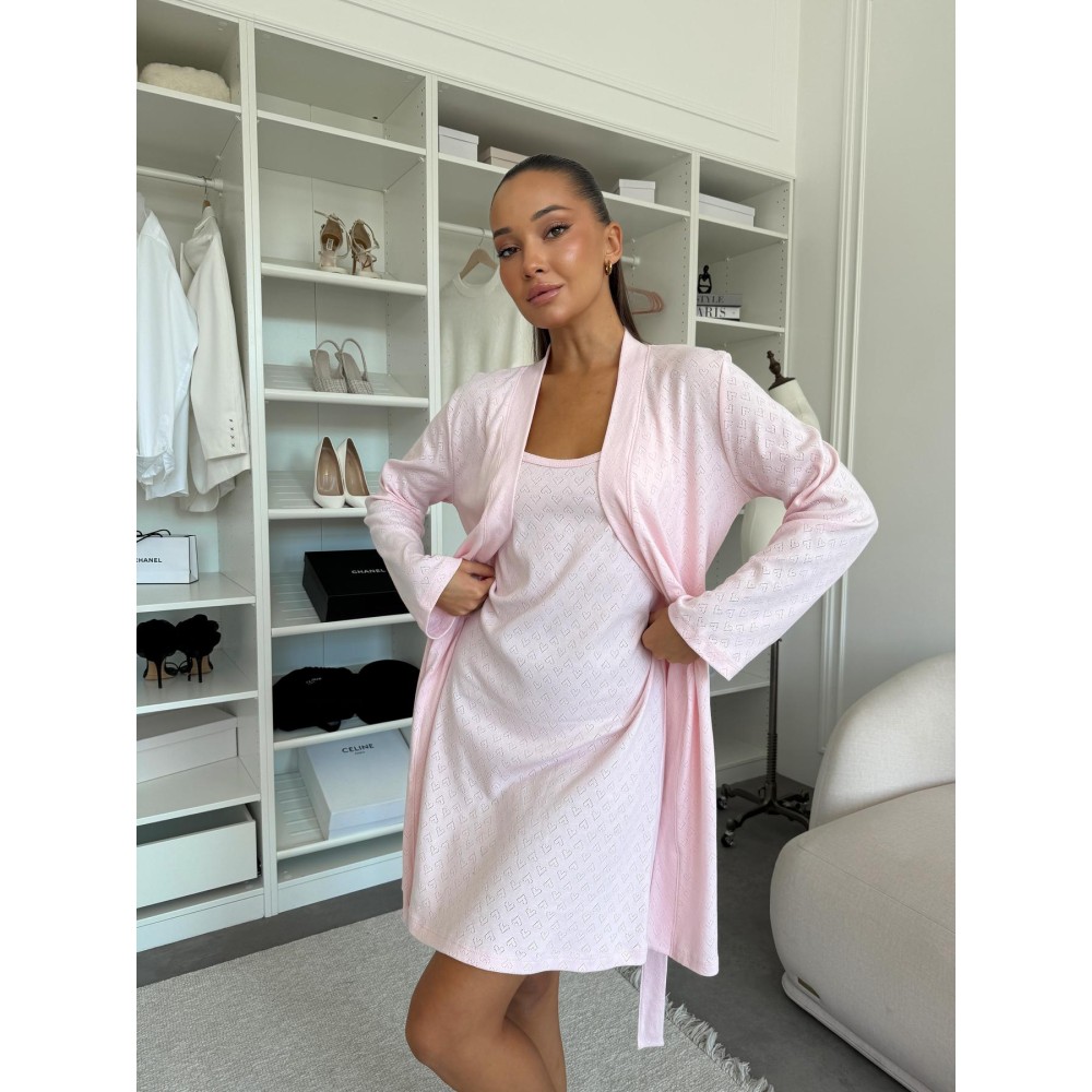 Зображення  жіночий комплект халат та сорочка rose amour, блідо-