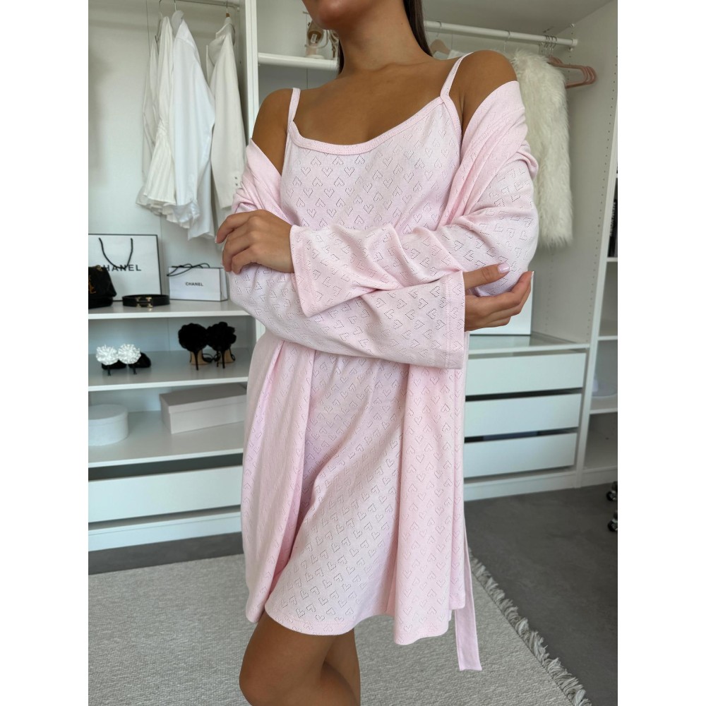 Зображення  жіночий комплект халат та сорочка rose amour, блідо-